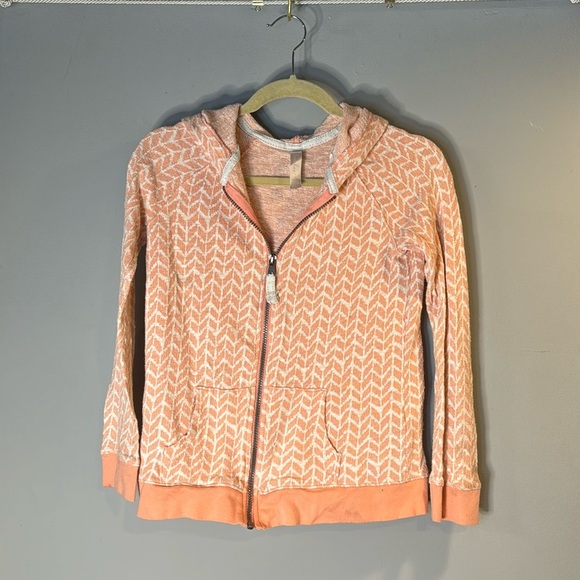 Peach Chevron zip up hoodie - Picture 1 of 15